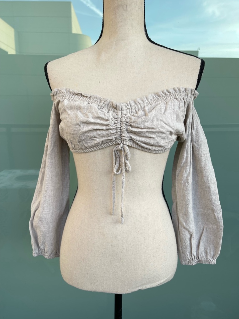 Adika Off the Shoulder Cotton Crop Top XS 
Cream